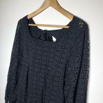 Free People  Black Eyelet Longsleeve Dress Photo 3