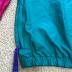 Columbia Vintage Windbreaker Jacket Green Pink Zip Up Hood Women Size XL Photo 1