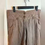 Elevenses Anthropologie Y2K Brown Linen Wide Leg Pants Photo 3