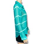 Old Navy  Womens Sheer Button Down Blouse Shirt Top Striped Teal White Small Photo 1