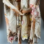 Boston Proper  Sz M Ipanema Orchids Print Linen Blend Tunic Top Tropical Photo 4