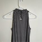 Adrianna Papell  Sleeveless Mock Neck Blouse Smock Ivory Black Gingham Photo 7