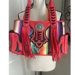 Cowgirl Trendy Fringe Concealed Carry Purse With fringe red purple and silver Photo 0