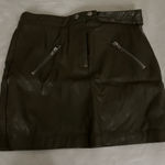 Dark Olive Mini Skirt with Zipper Pockets Green Photo 0