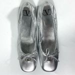 Valentino Garavani  VLOGO Signature Metallic Silver Leather Ballet Flats 36.5 NEW Photo 9