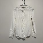 Quince  White Organic Textured Cotton Peasant Blouse Size Small Photo 1