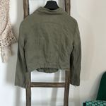 Derek Heart Linen Olive Green Zip-Up Moto Jacket / Size L Photo 3