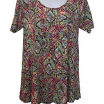 LuLaRoe  EUC Multicolor Abstract Print Scoop Neck Short Sleeve Top Sz S Photo 0