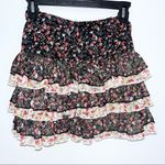 OLIVE des OLIVE Black Floral Poppy Tiered Ruffle Short Mini Skirt XS/S Photo 8