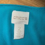 Chico's Teal Blue Long Sleeve Blouse w/ Cutout Detail Bell Sleeves Photo 3