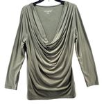 Soft Surroundings Top Womens L Green Draped Cowl Neck Pullover Blouse Minimalist Photo 0
