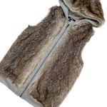 Y2k Faux fur furry hooded vest Gray Photo 9