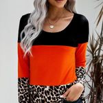 LEOPARD TRIPLE PATCHWORK ORANGE COLORBLOCK TOP Size undefined Photo 2