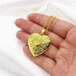 Statement Gold Heart Locket Photo 2
