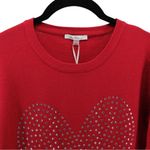 Vila Milano NEW  Cherry Red Crystal Heart Embossed Cozy Long Sleeve Size S Photo 2