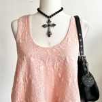 LA Hearts Pink‎ Lace Tank Top, Coquette, Balletcore, Soft Girl, Romantic, Large, Fairycore Photo 0