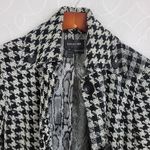 Focus 2000 Womens Trench Coat Size 10 Black White Houndstooth Long Sleeve Button Photo 3