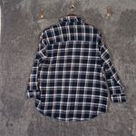 Old Navy Womens The Boyfriend Shirt Button Front Plaid Navy Flannel Size Xl Photo 2