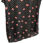 Pleione  Women’s Sleeveless Blouse Size XS / Black Polka Dots and Flowers Photo 4
