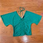 White House | Black Market  MJ Ruched Front Top – Size S – Green Photo 2
