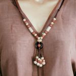 Bohemian Ethnic Style Ceramic Tassel Adjustable Necklace Sweater Chain Accessori Brown Photo 0