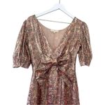 Love Shack Fancy  Lena Reversible Metallic Bow Mini Dress Pink Floral Size Small Photo 8