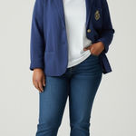 Lauren Ralph Lauren Women's 3X Knit Blazer Jacket Gold Crest Navy Blue Size undefined Photo 1
