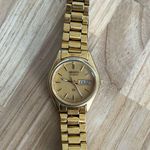 Seiko  SQ Ladies Watch Vintage Gold Plated Bracelet Gold Dial Day Date Windows Photo 4
