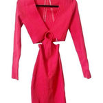 Bebe  Porcelain Rose‎ Cutout Ribbed Bodycon Midi Dress Photo 0