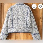 Floral Reversible Quilted Cotton Jacket: Oversized Boho Bomber Blue Size XL Photo 3