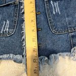 Distressed Frayed Denim Skorts in small Photo 6