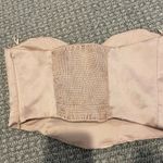 ZARA  Corset Womens Small Satin Cropped Light Pink Beige Sleeveless Smocked Zip Photo 2