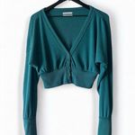 Urban Outfitters  Cropped V-Neckline Cardigan Women's Medium Teal Photo 0