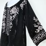 Kyla Seo Maci Blouse Top Black Velvet Embroidered Tassel Boho M Peasant NWT Size M Photo 2