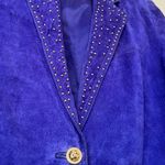 Vintage 90s Atlantic Beach Leather Coat Works Purple Suede Studded Jacket 16 Photo 6