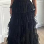 Betsy and Adam Tiered Ruffle Tulle Gown in Black Size US 4 Photo 0