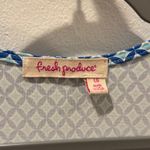 Fresh Produce  Blue Geometric Print Jersey Wrap Dress USA Made Sz Large Photo 2