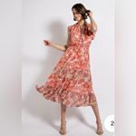 NWT Gigio Floral Tiered Sun Midi Dress with Tie Neckline Photo 1