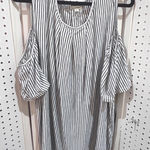 Max Studio Striped Cold Shoulder Top Plus Size 3X Black White Photo 0