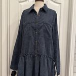 easel  corduroy ruffle button down tunic dress Photo 9