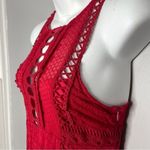 Free People Dress Womens Size 2 Cherry Red Crochet Mini Holiday Date Valentines Photo 4