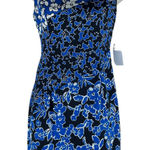 London Times Floral Printed Diagonal Sheath Dress Sleeveless Blue Size 0 Photo 0