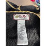 Black Dark Floral Embroidered Cardigan Sweater Ramie Cotton Button Front Large Photo 5