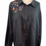 FOR THE REPUBLIC  black embroidered button down Photo 0