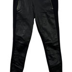 J.Crew  Leather Front Panel Ponte Pants Women's 4 Black Ankle Zip Pockets Photo 0