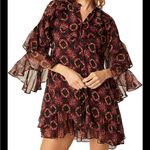 MISA Los Angeles Misa Black and Red Floral Mini Dress ruffles Photo 1