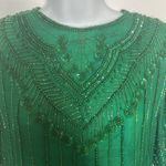 Vintage Silk Beaded Kelly Green Top Nite Waves Samir Suri Size Small Photo 4