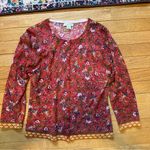 Garnet Hill  Merino Wool Floral Button Down Cardigan Womens Medium Photo 5
