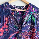 Lilly Pulitzer Garden Menagerie Providence Top Blouse Purple Red Florals, XS Photo 2