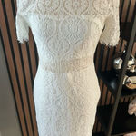 Lulus white short wedding dress bachelorette party lace short sleeve size medium Photo 0